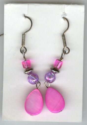 Image for Handmade Earrings  - Pink Teardrops