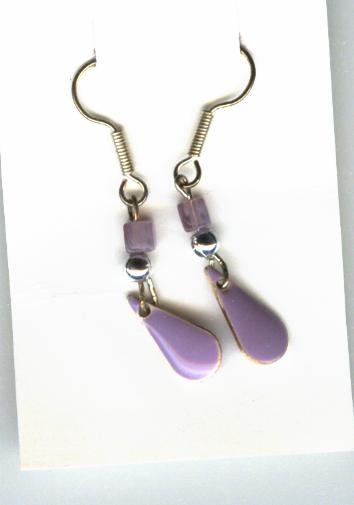 Image for Handmade Earrings  - Purple Teardrops